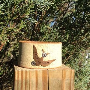 Hand stamped leather cuff-bracelet